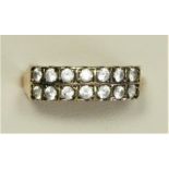 A 9ct gold two row CZ dress ring, N, 2.1gm, box