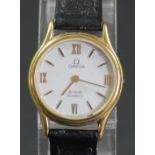 Omega, De Ville, a ladies gilt metal quartz wristwatch, later strap