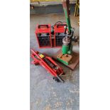 Two Draper 2KW heaters, a bench press and a 4400lb trolley jack