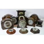 A collection of mid 20th Century & later clocks and barometers, to include oak cased Westminster