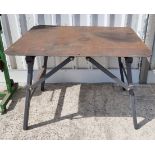 A metal working table, 105 x 95 x 75cm
