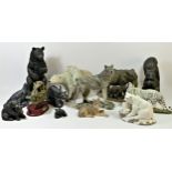 A collection of animal models/sculptures, together with a selection of Royal Doulton collector