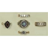 Five various silver and silver gilt gemset rings