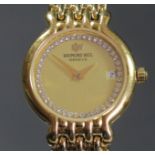 Raymond Weil, a gilt metal date quartz ladies wristwatch, c. 1996, guarantee, spare links, box