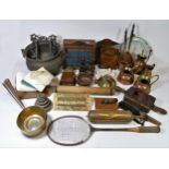 A collection of collectables and curious, to include a Victorian church offertory collection box,