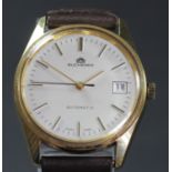 Bucherer, a gilt metal date automatic gentleman's wristwatch, case number 30 138, 33mm, case