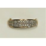 A 9ct gold and diamond dress ring, O, 2.1gm