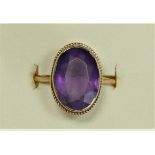 A 9ct gold and amethyst dress ring, 14 x 10mm,N, 3.1gm