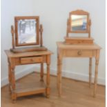 A stripped pine console table, having single central drawer, W61, D45, H76cm, together with a