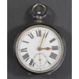 A silver key wind pocket watch, London import 1919.