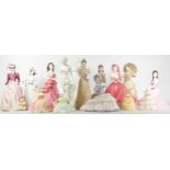 A collection of porcelain figurines, to include two Royal Doulton lady's 'Daydreams' HN1731, '