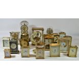 A large collection of quartz carriage clocks and anniversary clocks. (5)