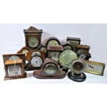 A collection of mid 20th Century mantel clocks, to include oak cased 8 day and early electric