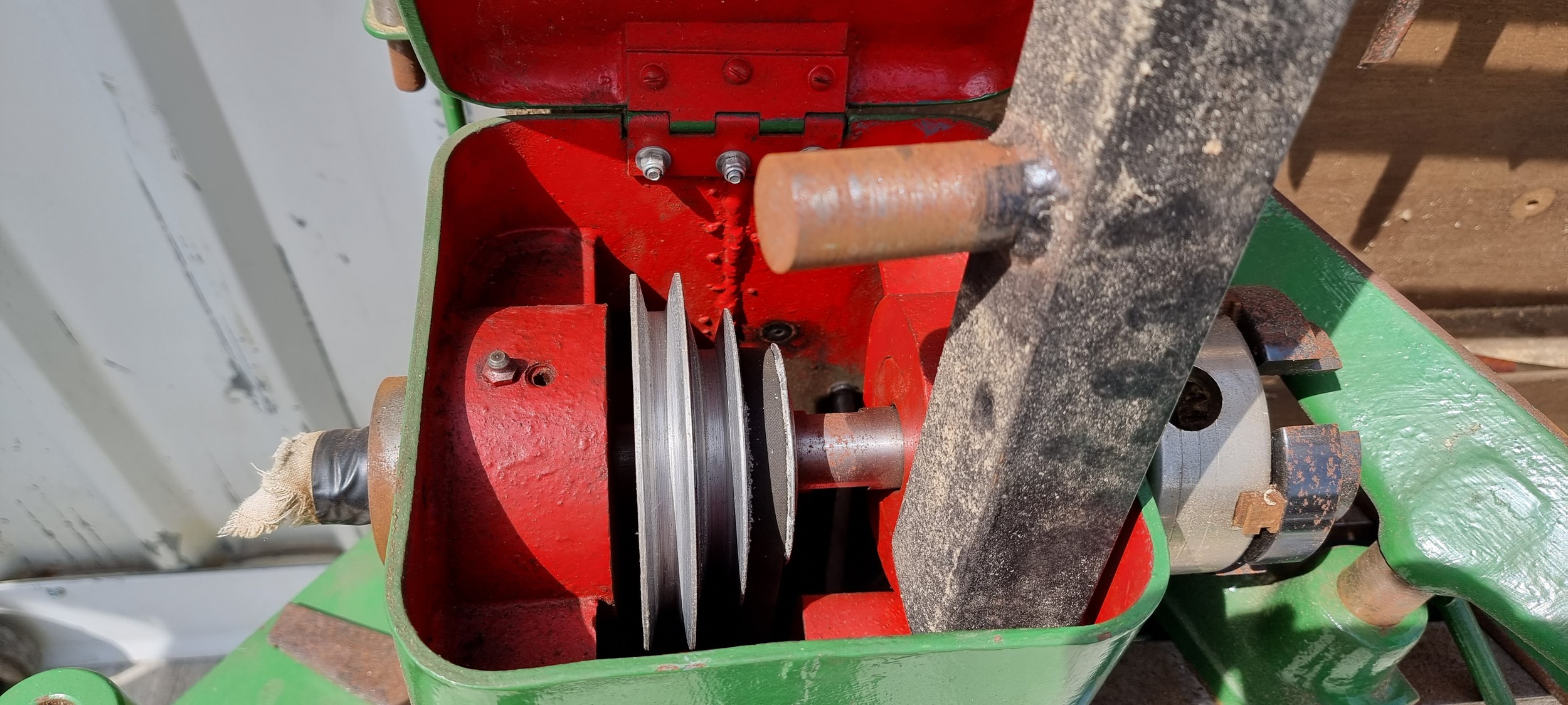 A Junior Jubilee three phase lathe, with various wood turning attachments and a selection of - Image 2 of 6