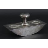 A Maltese silver presentation ink blotter, stamped 917, inset with two coins, inscribed "With the