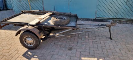 A scratch built motorcycle outfit single axle trailer, overall length 300cm, bed 190cm, width of bed