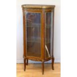 A 19th century French mahogany display cabinet, the variegated brown marble top with gilt metal 3/