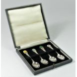 A silver and enamel set of National Emblems of the United Kingdom tea spoons, Birmingham 1985, 33gm,