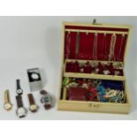A collection of mid 20th Century and later costume jewellery, together with six quartz wristwatches.