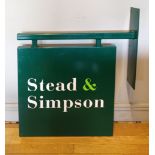 A 'Stead & Simpson' shop frontage sign, painted steel construction. W71cm, H84cm.