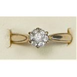 A 9ct gold brilliant cut diamond cluster ring, stated weight 0.20cts, I 1/2, 1.2gm