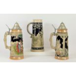 Three German steins to include, two Original Thewalt with electroplate lids 31cm and another