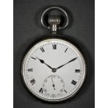 A silver open face keyless wind pocket watch, Birmingham 1941