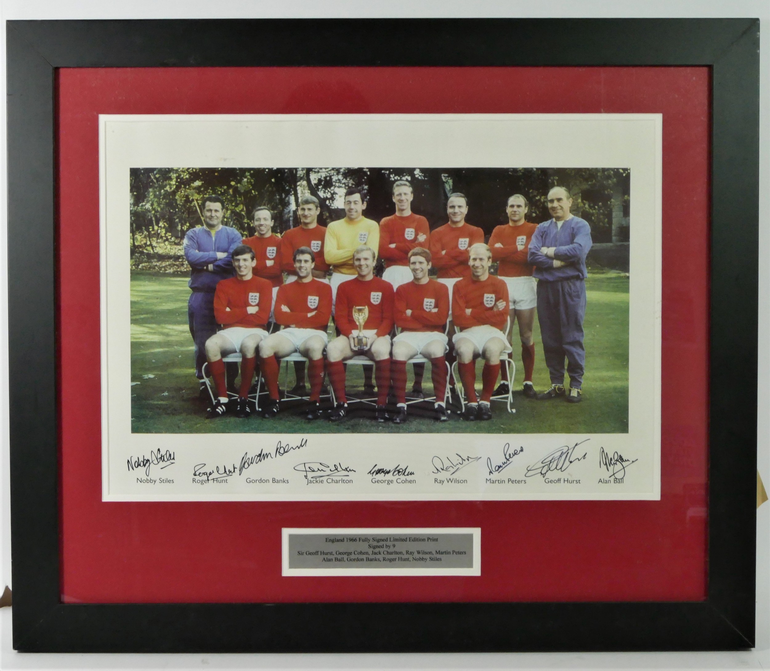 A 1966 World Cup team photograph, signed by nine players, Hurst, Cohen, Jack Charlton, Wilson,