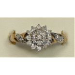 A 9ct gold brilliant cut diamond cluster ring, stated weight 0.25cts, M 1/2, 2.3gm