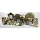 Three boxes of mid 20th Century clocks, to include Quartz miniature novelty, crystal and porcelain