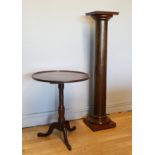 A 19th Century mahogany tripod table, the circular top on turned pedestal, to tripod base, 55cm