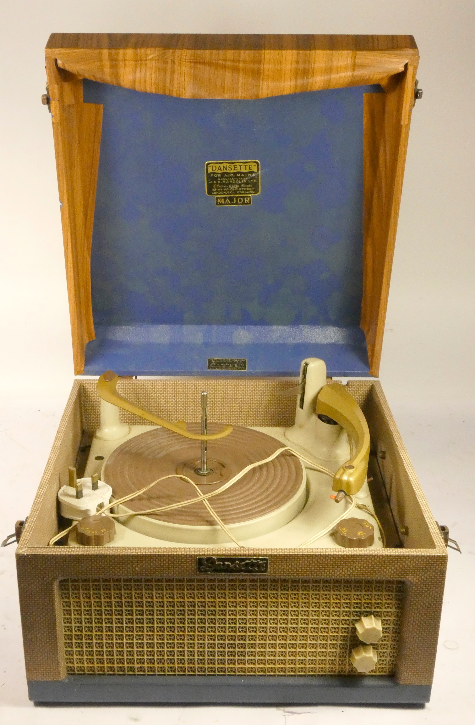 A Dansette Major portable record player.