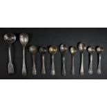 A collection of silver condiment spoons, Georgian and later, 68gm