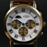 Rotary, A gilt metal automatic calendar and moonphase gentleman's wristwatch, ref GS03086/01(12566),