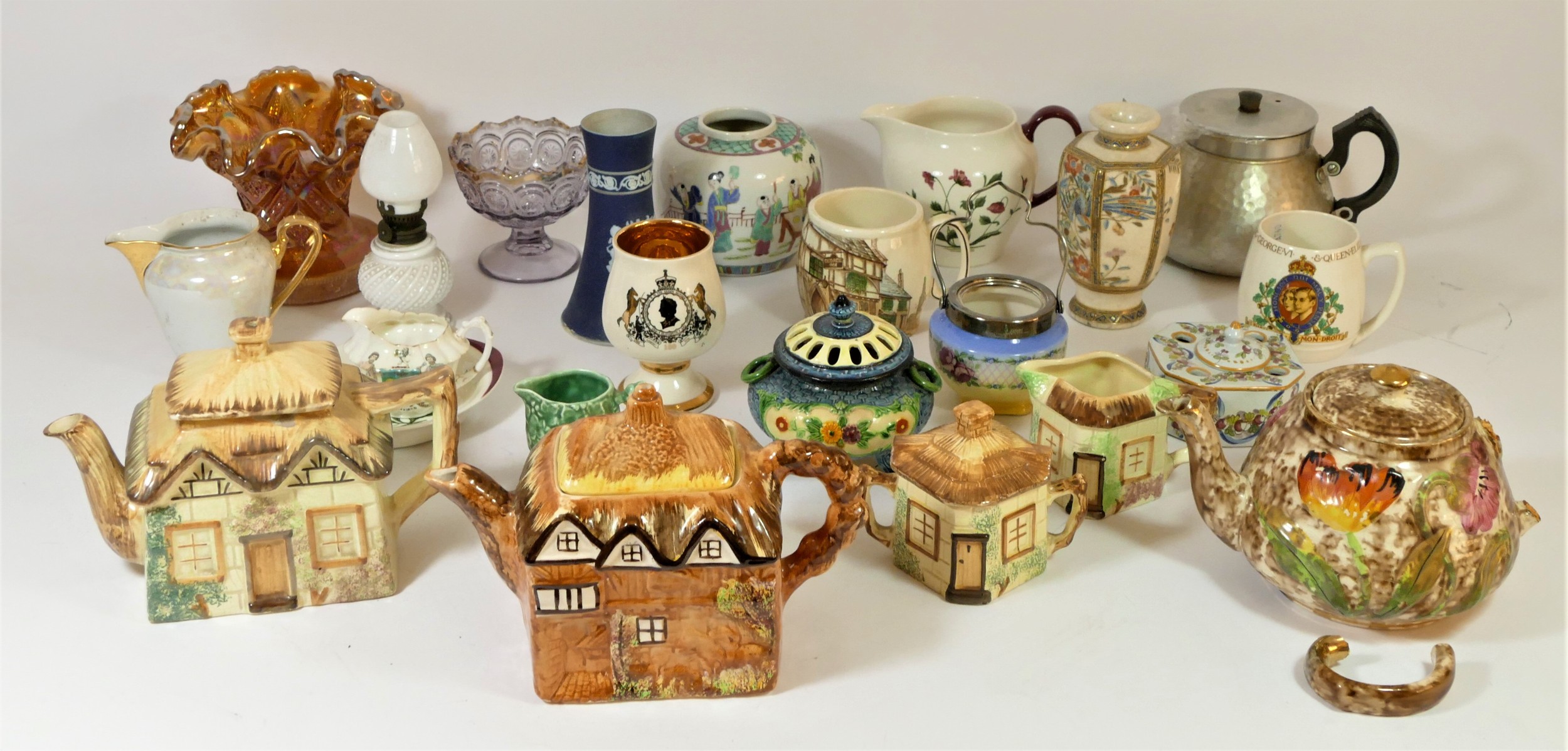 A collection of ceramics and glassware, to include a four piece cottage ware tea set, a Sylvac
