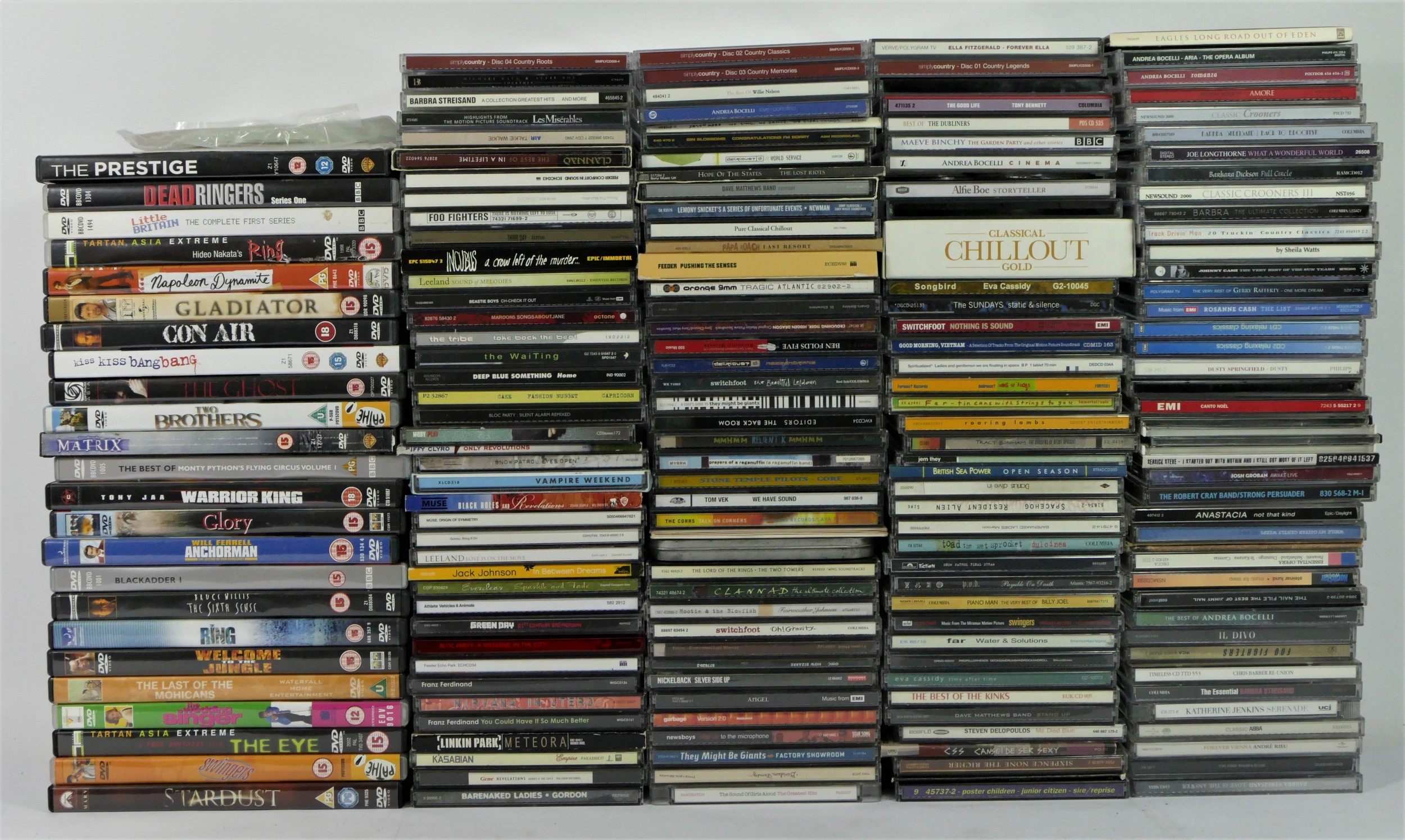 A substantial collection of Vinyl, cassettes, CDs and DVDs, to include artists such as Foo Fighters,