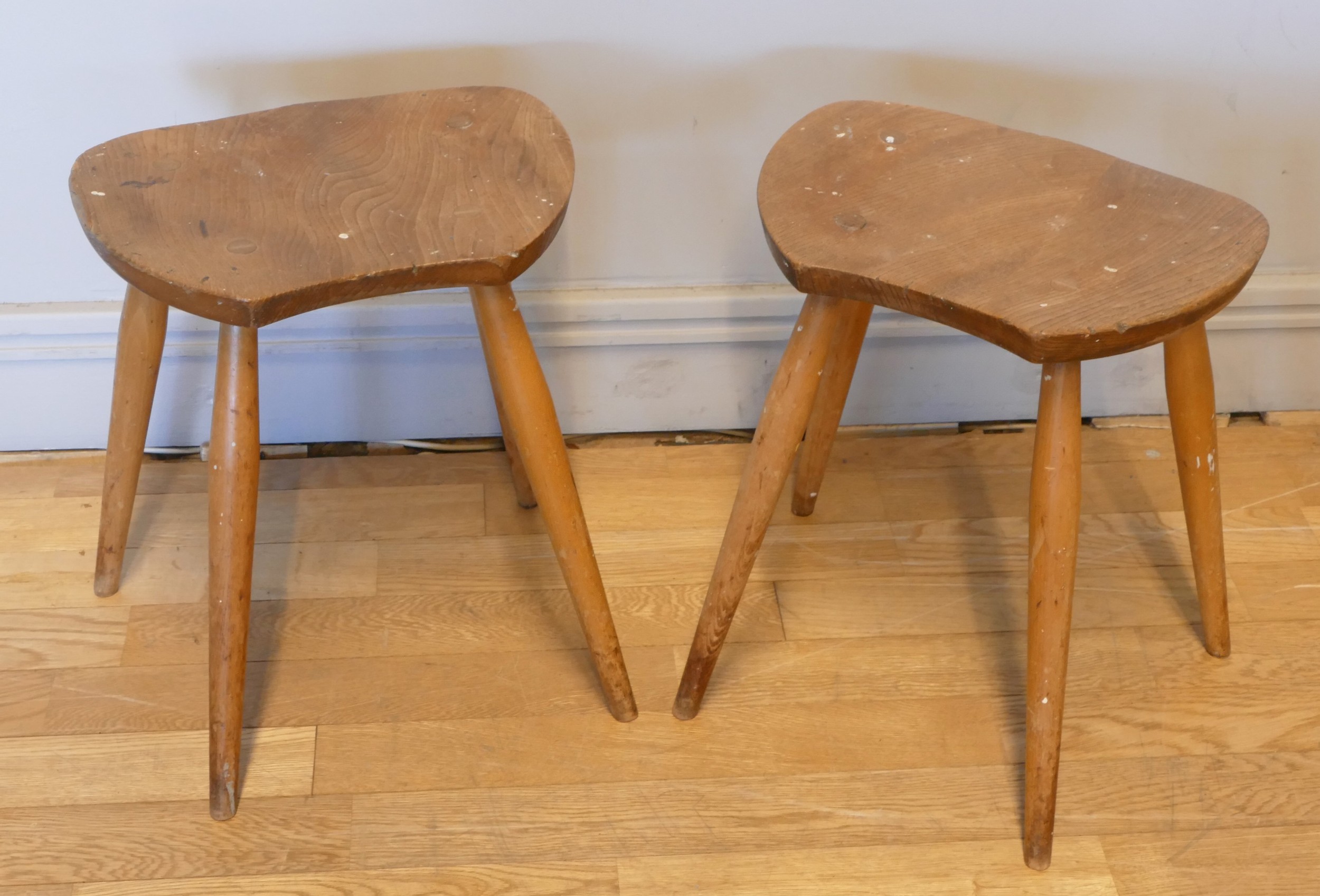 A pair of Ercol Blonde elm and beech saddle stools, c.1960s, stamped to underside - B.S 1960, B.J - Image 2 of 5