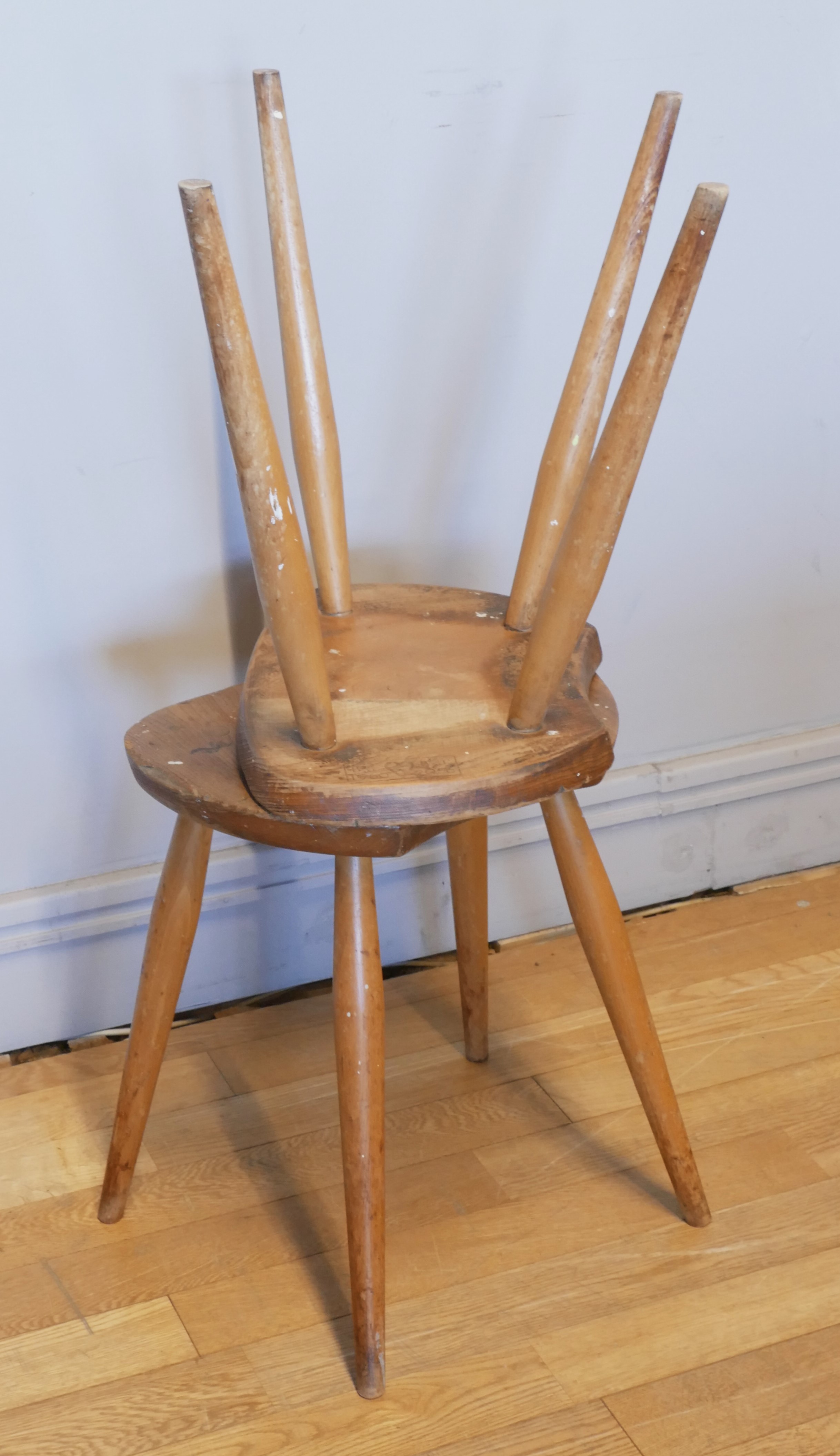 A pair of Ercol Blonde elm and beech saddle stools, c.1960s, stamped to underside - B.S 1960, B.J - Image 5 of 5