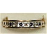 A 9ct two colour gold sapphire and diamond eternity ring, N, 1.8gm