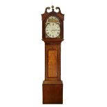 A Victorian 8 day oak longcase clock, the 13" painted dial with subsidiary seconds and date dials,