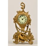 A 19th century French gilt bronze boudoir mantel clock, the movement by Ansonia Clock Co., U.S.A.
