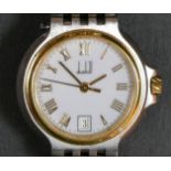 Dunhill, a bi metal date quartz ladies wristwatch, ref. 25 14704, 25mm
