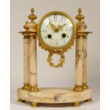 P. Bonnet & P. Pottier, Paris, a late 19th century French marble and gilt metal mantel clock, enamel