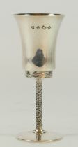 A silver goblet, by Warwickshire Reproduction Silver, Birmingham 1969, with trumpet bowls, bark