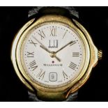 Dunhill Millennium, a gold plated date quartz ladies wristwatch, ref CC14175, 8000, YB MC,