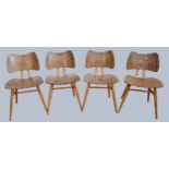 Lucian Ercolani-Ercol, a set of four c.1960's beech and elm side/dining chairs, model 401, having