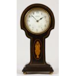 An Edwardian mahogany mantel clock with boxwood inlay, retailed by Kendal & Dent, Cheapside,