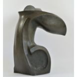 A bronze abstract whales tail sculpture, unsigned, 47cm