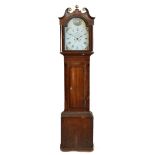 Jno Simpson, Cockermouth, a Victorian oak and mahogany 8 day longcase clock, the 13 1/2" painted