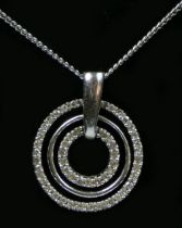 A 9ct white gold diamond set articulated hoop pendant, stated weight 0.25ct, 4.9gm